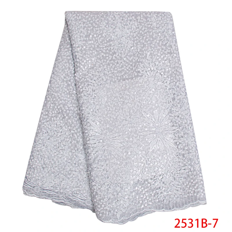 Красивая сетчатая кружевная ткань с вышивкой пайетками 2019 Новый дизайн