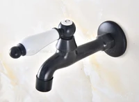 black oil rubbed brass cross handle wall mount mop pool water tap faucet single handle cold water faucet zav338