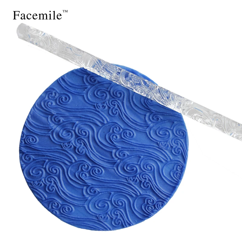 Текстурный тисненый акриловый катящийся штифт морской волны для сахарного