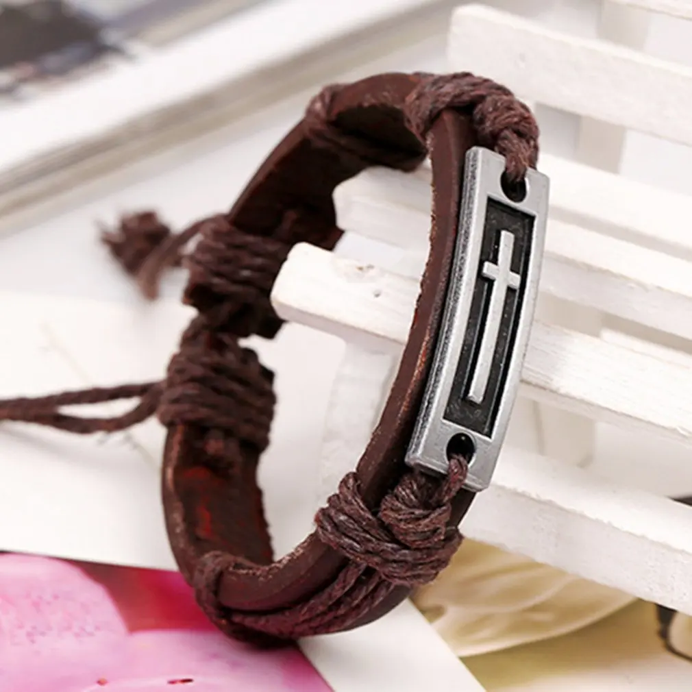 Плетеный кожаный браслет из сплава в европейском и американском стиле|Браслеты с