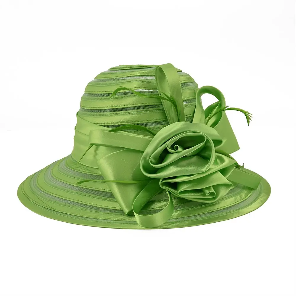Шляпа VOBOOM из органзы Женская Солнцезащитная шляпа с широкими полями зеленого