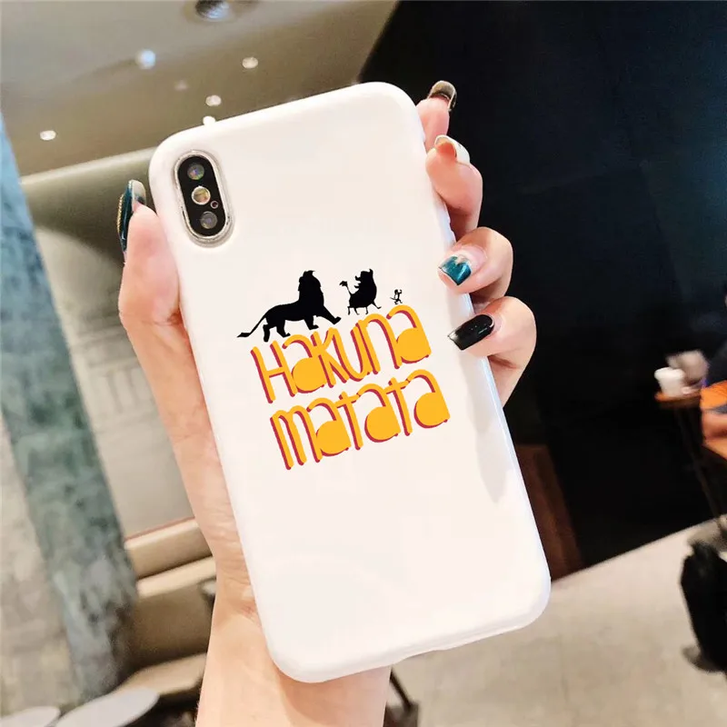 Мягкий силиконовый матовый чехол из ТПУ для iPhone 6 XR XS MAX 8 8Plus X 7 7Plus 11 Pro, чехол с изображением короля льва пумбы Hakuna Matata
