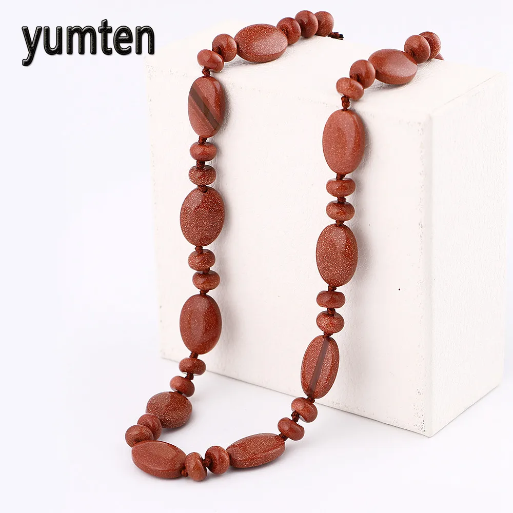Yumten Goldstone Ожерелье мощность натуральный кристалл женское ювелирное изделие