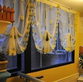 1 шт. вышитая ромашка рустикальная занавеска из органзы готовая кухонная