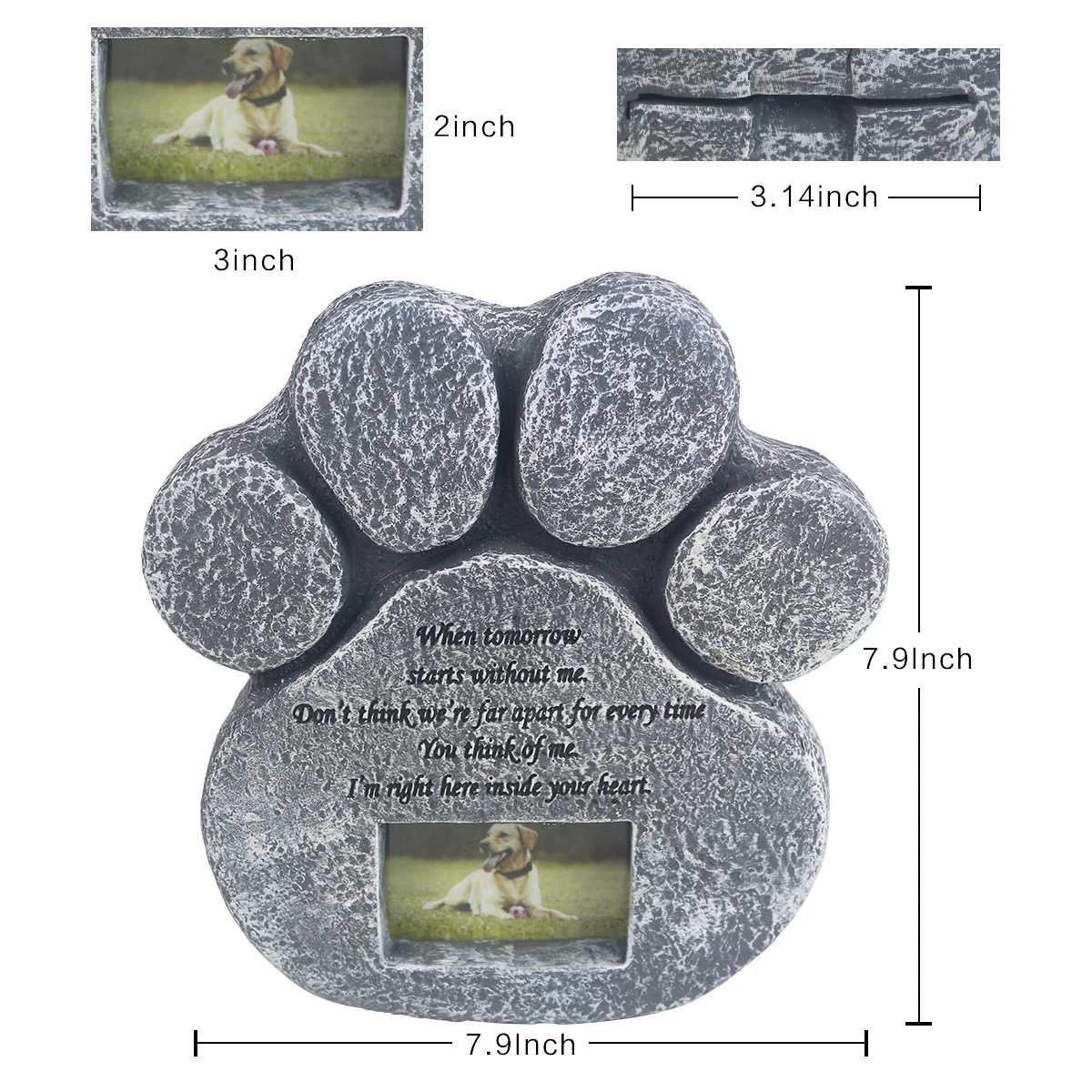 Pet Tombstone Customized Resin Handicraft Animal Souvenir with Photo Frame for Puppy Tombstone