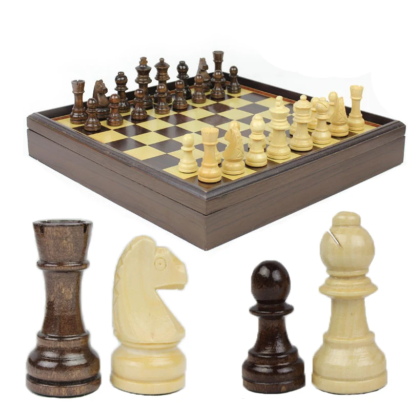 

BSTFAMLY wood chess set, portable game of international chess, 31*31*5.3cm box chessboard chess game, king height 6.2cm I23
