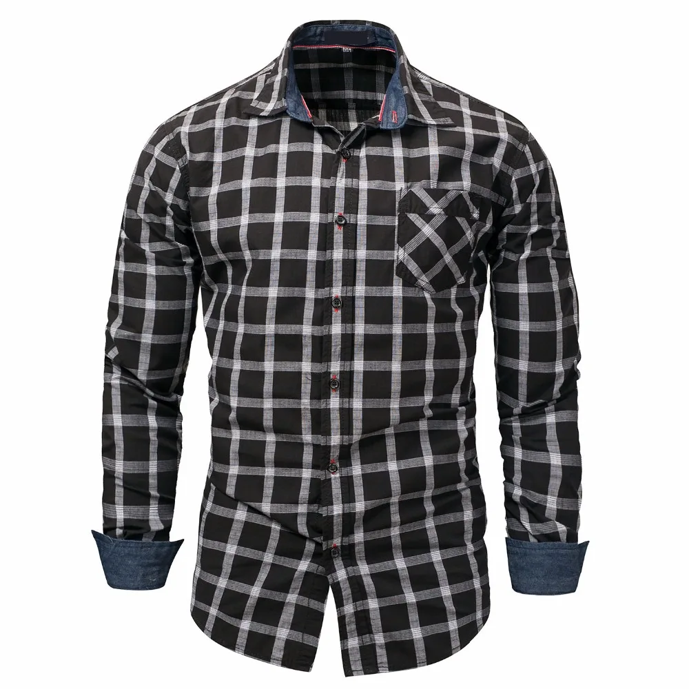 High Quality Men Shirts 2018 Plaid Long Sleeve Summer Casual Slim Fit Men's Track Suit Plus Size Shirt Blouse Top Streetwear | Мужская
