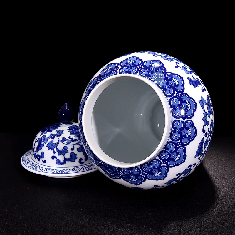 Цзиндэчжэнь вазы керамический общий бак Имбирная банка украшения античный синий