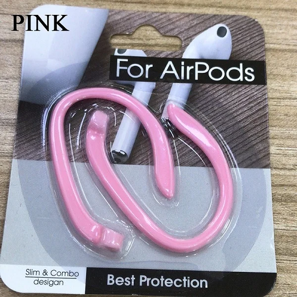Розовый Для Apple Airpods защитные Крючки Держатель безопасности подходят Крючки Беспроводные наушники аксессуары силиконовые спортивные анти-потеря ушной крючок - Цвет: Розовый