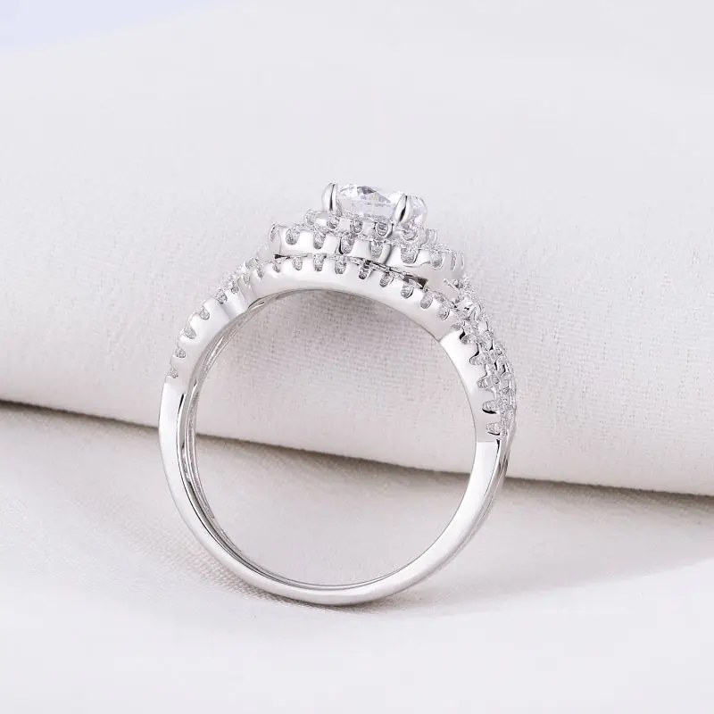Newshe 2 шт. наборы свадебных колец классические ювелирные изделия 1.9Ct AAA CZ подлинные 925 стерлингового серебра обручальные кольца для женщин JR4844