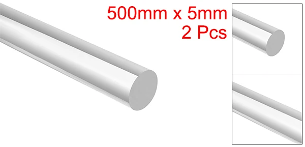 5mmx500mm Uxcell 5/6 мм x 500 мм Хрустальный шар Форма Твердый акриловый стержень из оргстекла ПММА в экструдированного бар для аксессуары к осветительным приборам модель ручной работы, делая комплект из 2 предметов - Цвет: 5mmx500mm
