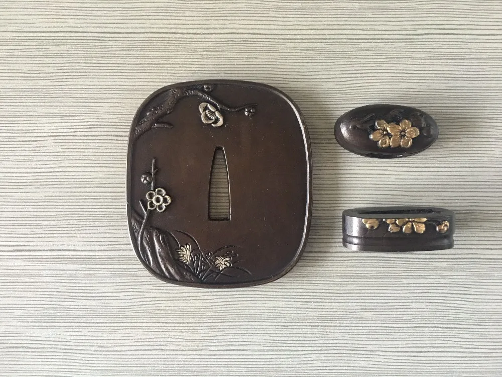 Меч Tsuba наборы японский самурай катана защита фучи Кашира латунный материал