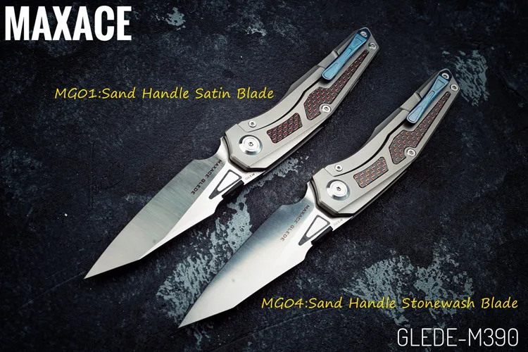 Maxace Glede M390 атласное лезвие TC4 Титан+ 3K красная ручка из углеродного волокна карманный нож складной нож