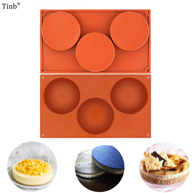 3 Полость большой круглый диск конфеты силиконовая форма мелкий цилиндр торт