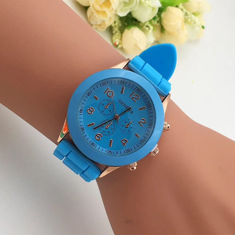 Брендовые Женевские часы 10 цветов повседневные кварцевые для мужчин и женщин