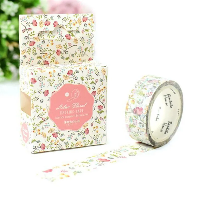 Cherry Donut Watercolor Flowers Decorative Washi Masking Tape DIY Scrapbooking Office Stationery Adhesive Tape Diary Album Decor