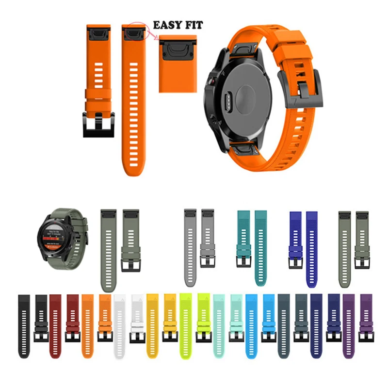 26 22 20 мм ремешок для часов Garmin Fenix 5X5 5S Plus 3 3HR D2 S60 часы Quick Release силиконовые Easyfit ремешок