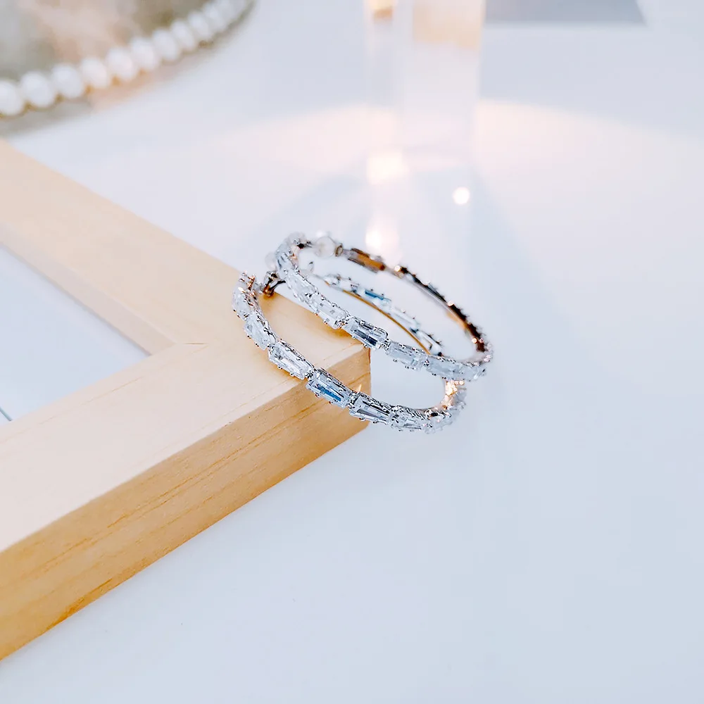 Серьги YUN RUO из кубического циркония серьги в виде кольца S925 серебряные