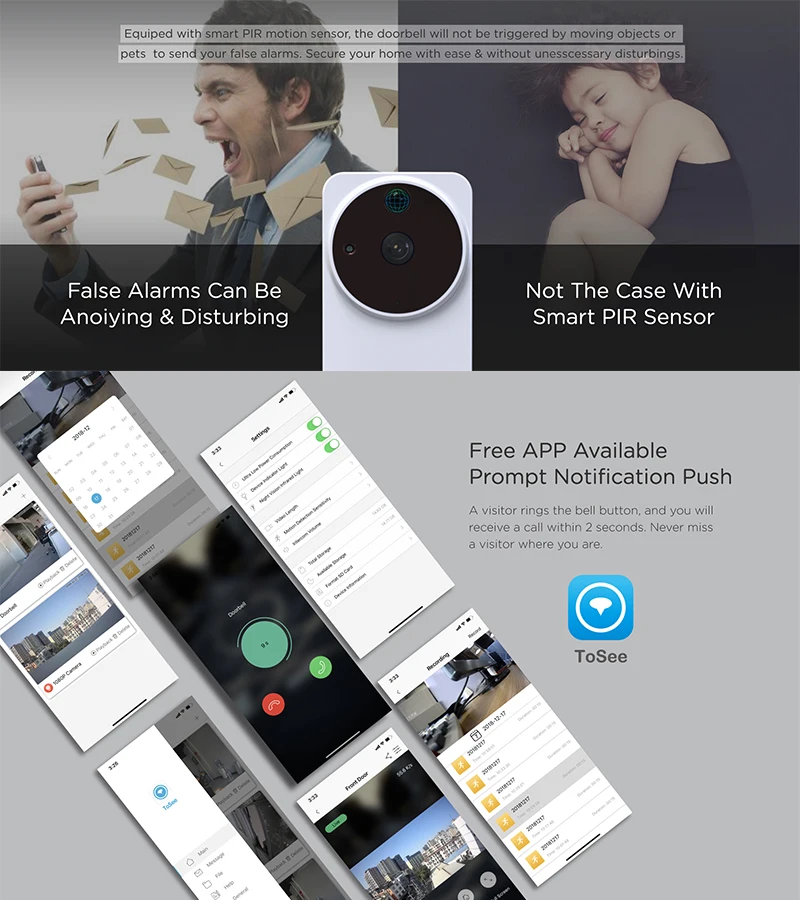 IP54 Водонепроницаемый Крытый Открытый 1080P Full HD Беспроводной Wi-Fi Смарт видео дверной звонок камера WiFi Питание от батареи 2-Way-аудио