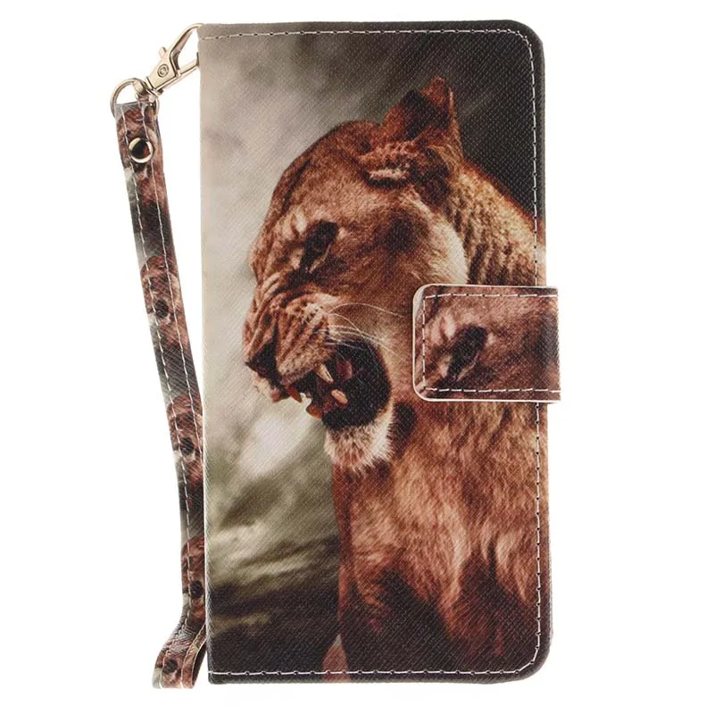 Lion Кожаный чехол-бумажник с рисунком для iPhone XS, XR, X, 8, 7 Plus, 5, 5S, SE, 6 S, 6, флип-чехол со слотом для карт, чехол для iPhone XS Max, чехлы - Цвет: Lion