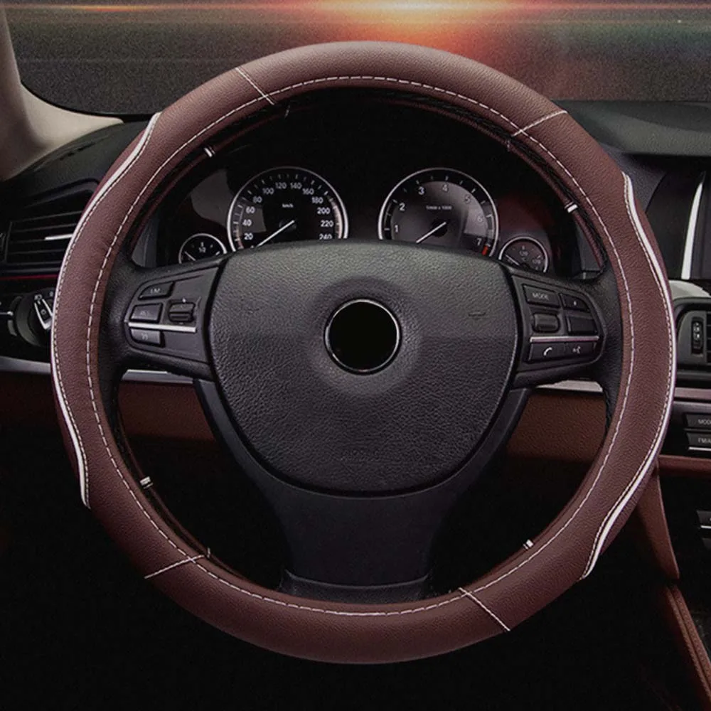 Крышка рулевого колеса автомобиля спортивный волновой узор с красной строчкой