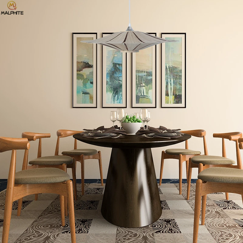 

Retro Bamboo lustre hanging pendant lamps Chinese ufo hanglamp light modern cafe Industrial decor led lighting fixtures