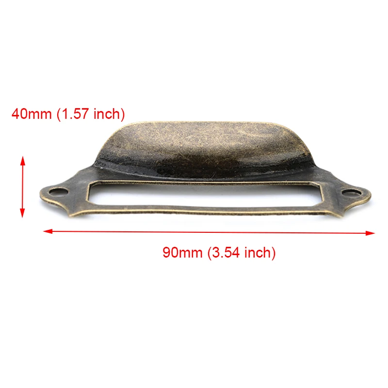 90x40mm 10 шт. NAIERDI античные ручки коробка этикетка Ретро тяга рамка ручка Имя держатель для карт ручка для шкафа ящика двери мебельная фурнитура - Цвет: 90x40mm