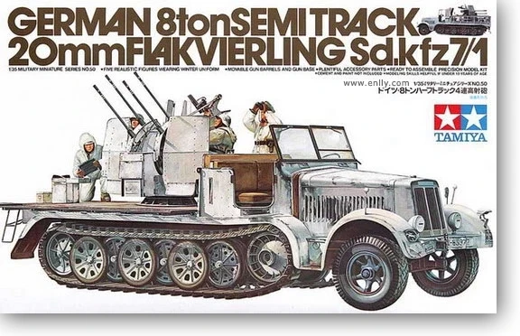 Tamiya 35050 1/35 Немецкий 8 тонн полу-трек 20 мм Flakvierling Sd.Kfz.7/1 Военная сборка AFV модель