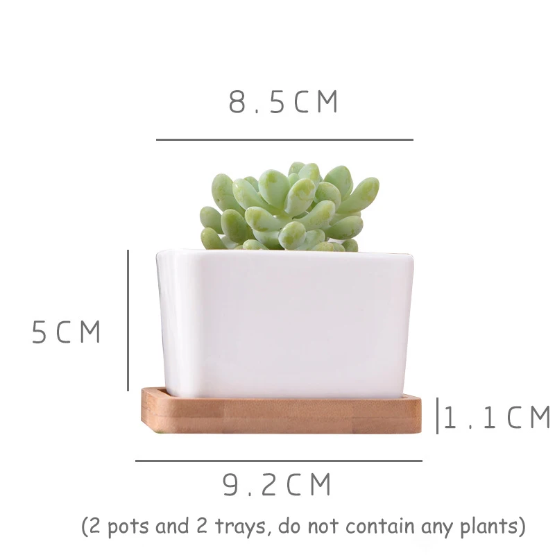 Квадратный белый керамический плантатор для суккулентов 2 набора искусственный