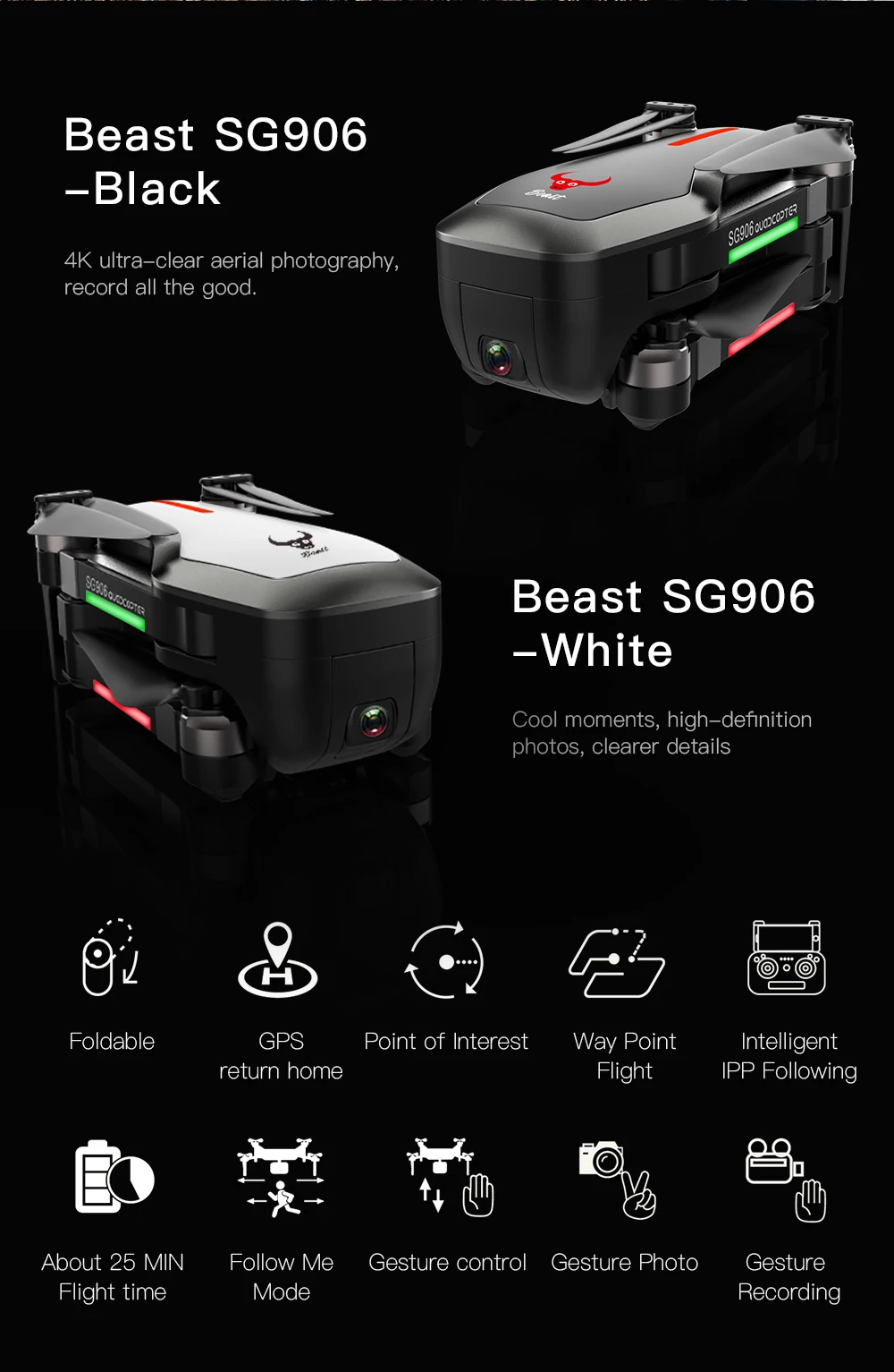 SG906 Дрон GPS с 5G wifi 4K камера бесщеточный Квадрокоптер селфи Дроны с камерой HD VS SJRC F11 PRO E520S B4W