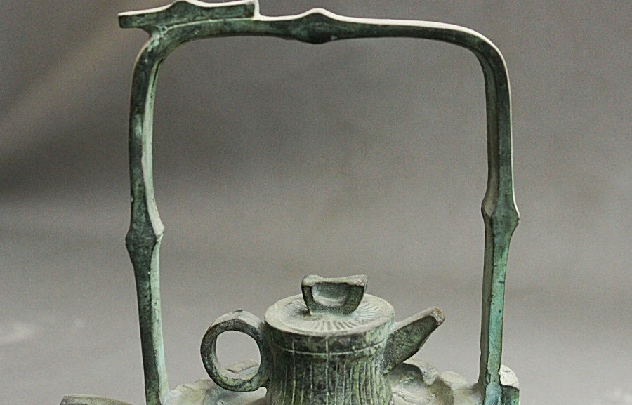 Коллекция Китай старинная бронзовая позолота бамбуковая форма ручка