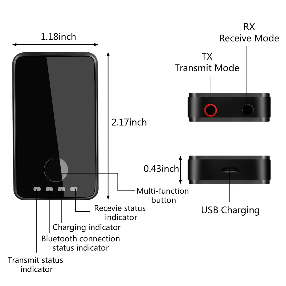 Wireless Transmitter Receiver 2-in-1 Bluetooth V4.1 Adapter with 3.5mm AUX Stereo Output for PC/TV/Home Car Sound System | Электроника