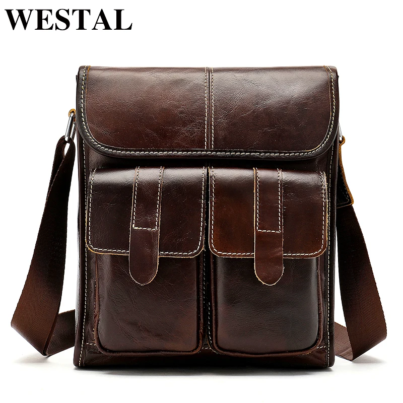 WESTAL сумка через плечо мужская мужские сумки из натуральной кожи Небольшая