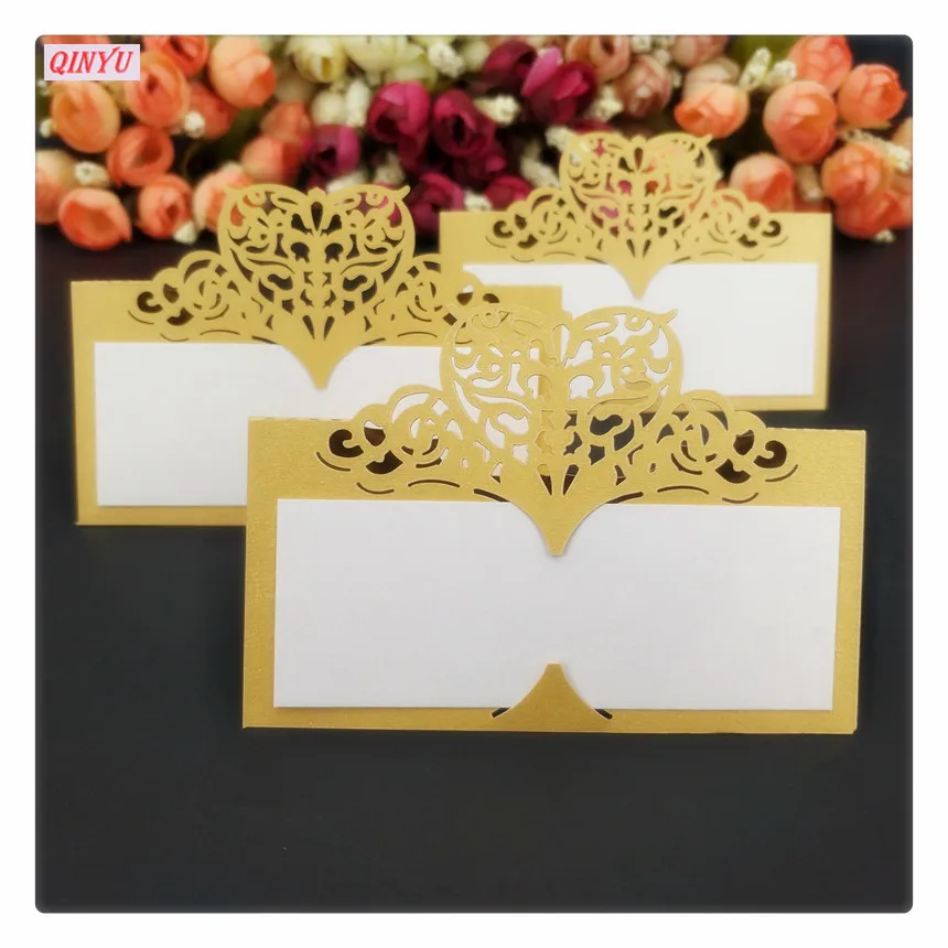 100 шт. настольные карты с лазерной гравировкой в форме сердца для празднования