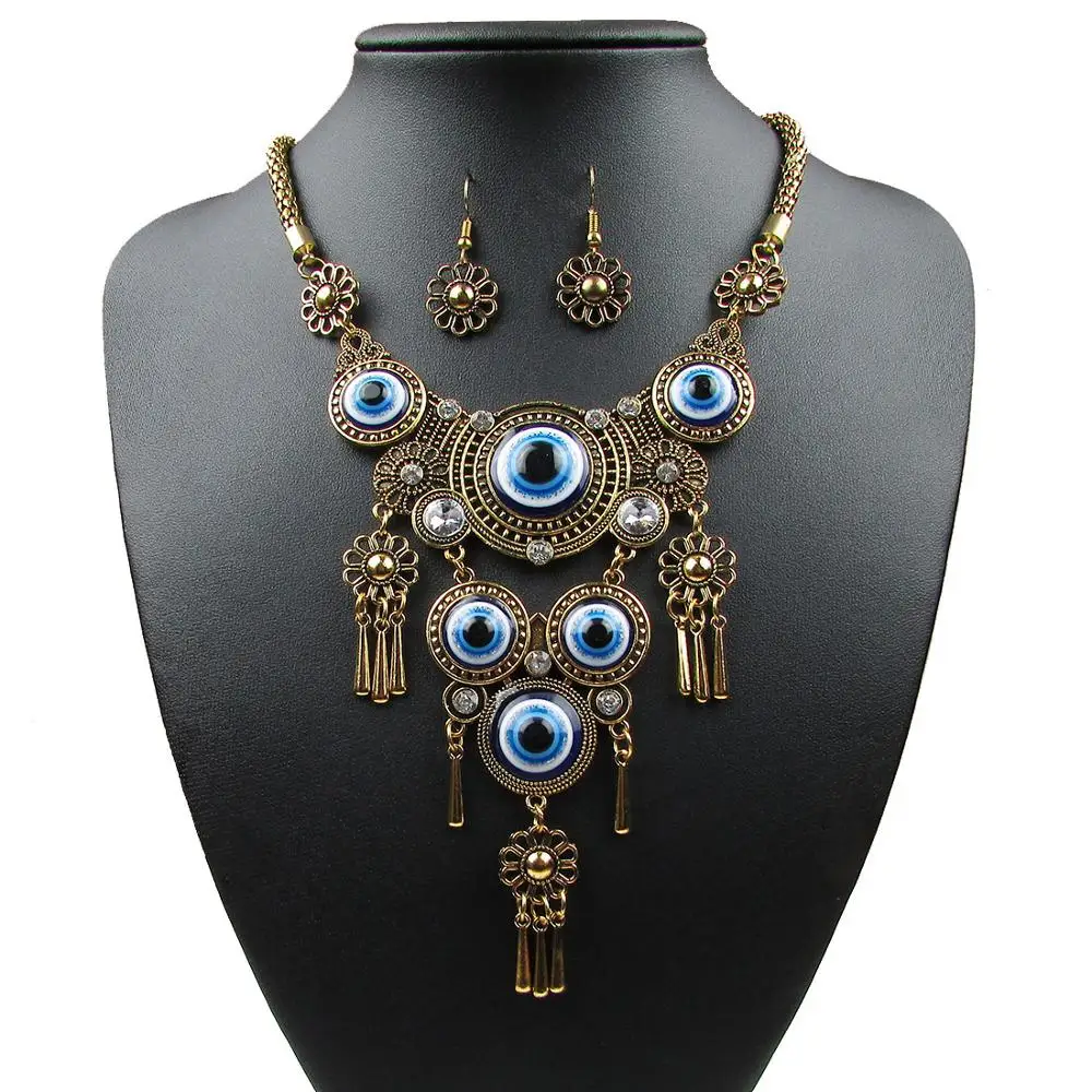 Женский комплект из колье и серёг серебра металлического сплава|Ювелирные