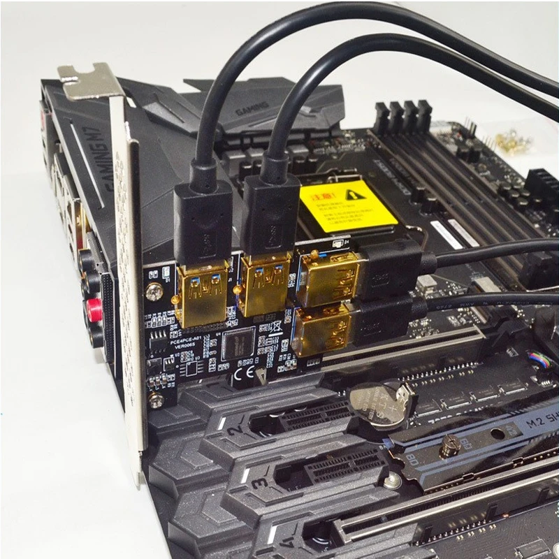 New 4 Ports PCIe Riser Adapter Board PCI-E 1x to USB 3.0 Rabbet GPU Extender Ethereum ETH/Monero XMR/Zcash ZEC 1 | Компьютеры и офис