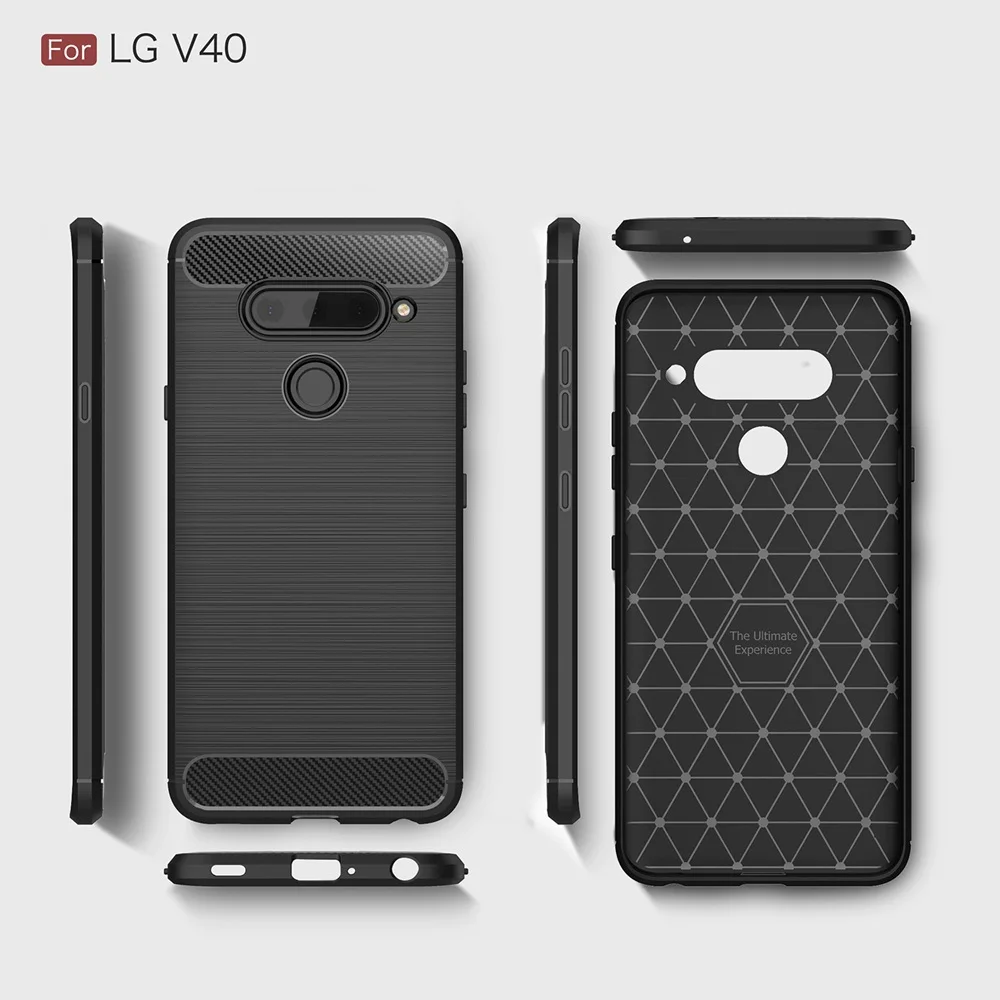 KEYSION чехол для телефона LG V40 ThinQ из углеродного волокна Мягкий ТПУ силиконовый