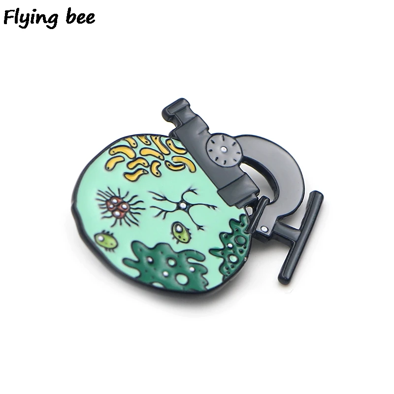 Flyingbee медицинская коллекция Брошь микроскоп эмаль булавки для женщин мужчин значок для рюкзака шапка личность булавка Шарм ювелирные изделия X0143