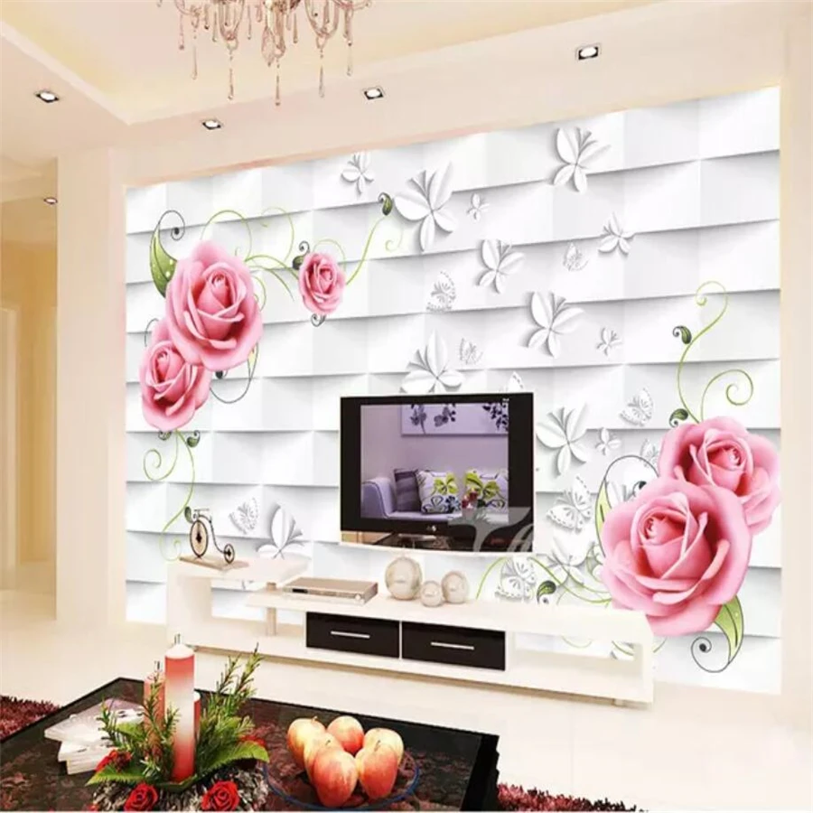 beibehang Custom mural 3d stereo photo wallpaper rose vine butterfly TV background wall living room bedroom | Обустройство дома
