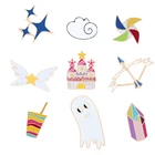 Мультяшный дом звезда металлические броши мельница лук стрела облако напиток значок нагрудный знак брошь джинсовая рубашка булавки 