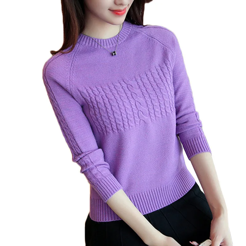 

Women Pullover Sweater 2020 Autumn Winter Korean New Solid O-neck Basic Knitted Short Sweater Female Fashion Wild Knitwear AA306