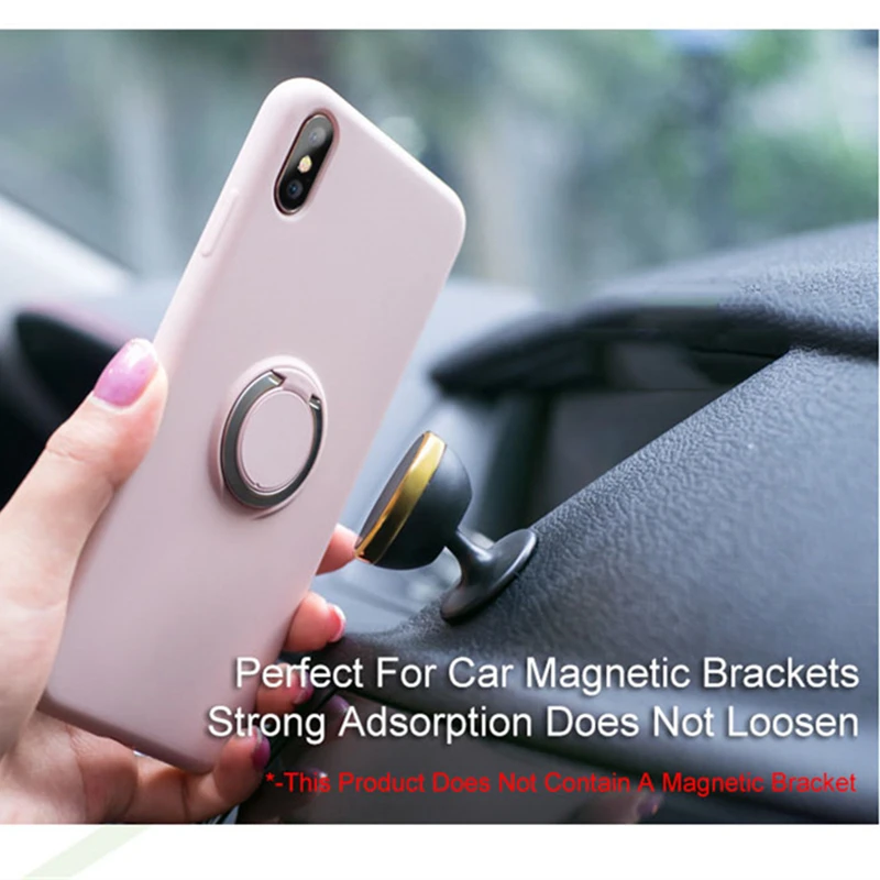 Новый жидкий силиконовый чехол с кольцом для телефона 360 iPhone XS Max XR X 6 6S 7 8 Plus Fundas
