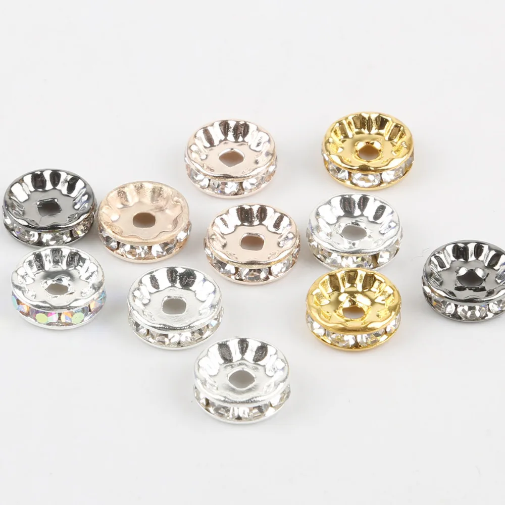 Круглые бусины со стразами 4/6/8/10 мм 50 шт