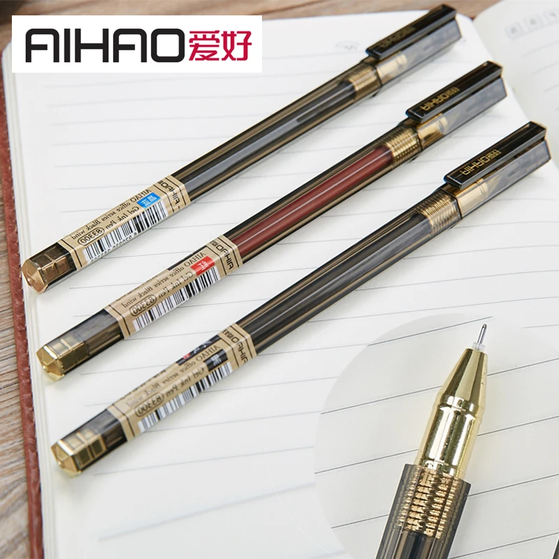 AIHAO Brand New Arrival Stationery Gel Pen Smooth Writing Sign in 12pcs/box 0.5 MM Point Free Shipping | Канцтовары для офиса и