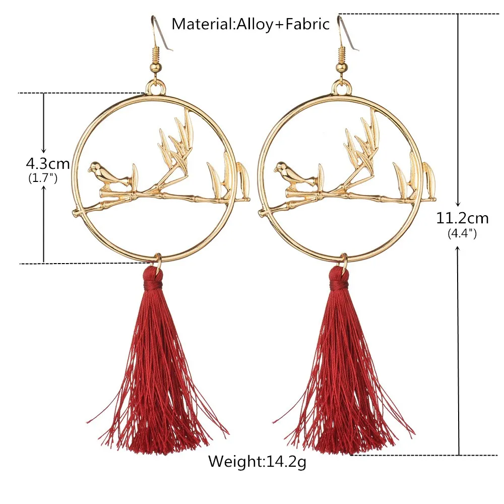 GEREIT Trendy Jewelry 2 Colors Bohemian Ethnic Bird Animal Long Tassel Earrings For Women Accessories Brincos Costume Bijouterie | Украшения