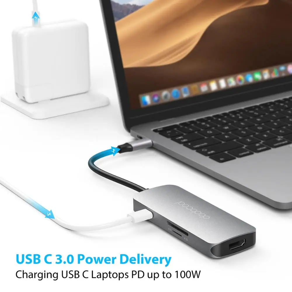 Dodocool 7 в 1 USB C USB-C концентратор с Тип Мощность доставки 4 К видео HDMI для MacBook Pro samsung