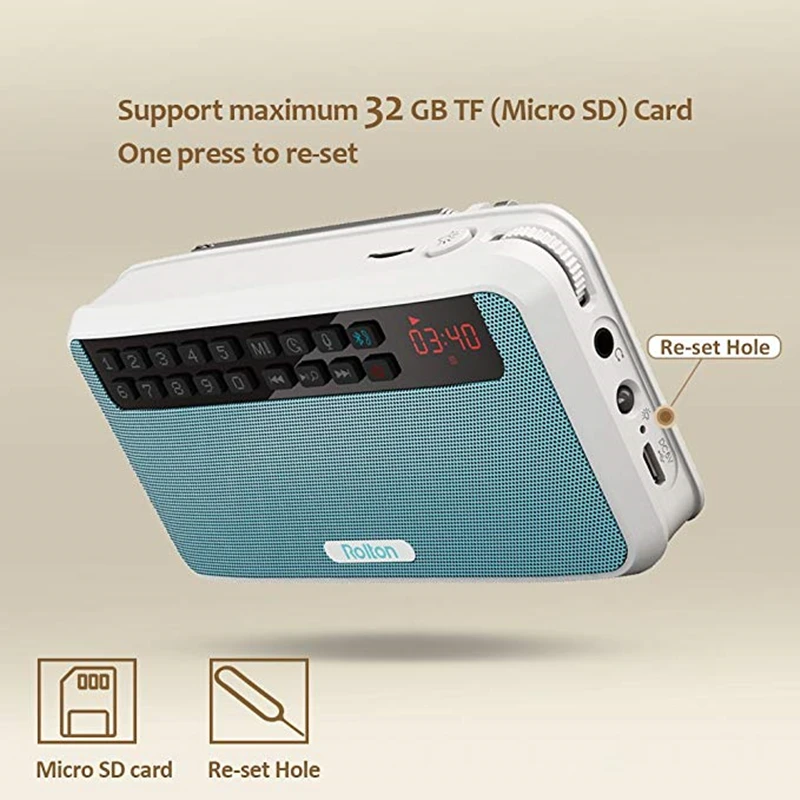 Rolton E500 цифровой fm радио Bluetooth динамик Портативный беспроводной диктофон AM NOAA