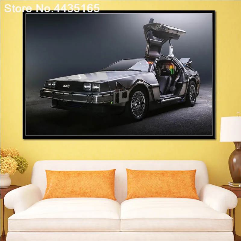 Светло-зеленый Назад в будущее фильм плакат автомобиль DeLorean DMC декоративная настенная живопись на холсте плакаты и принты для комнаты домашний декор - Цвет: Светло-зеленый