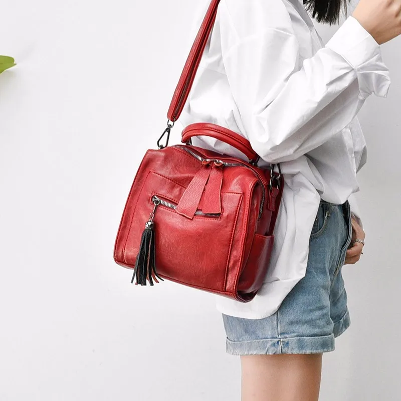 Новинка 2019 маленькие кожаные рюкзаки для девочек Женский винтажный однотонный