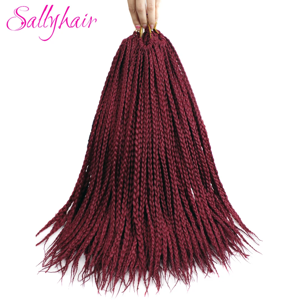 Sallyhair самых лучших брендов, 3X афро коробка косы 18 дюймов 22 шт./упак. синтетические накладные волосы на крючке, затененные, эффектом деграде(переход от темного к буксировочный тона плетеные волосы для наращивания чёрный; коричневый Bug